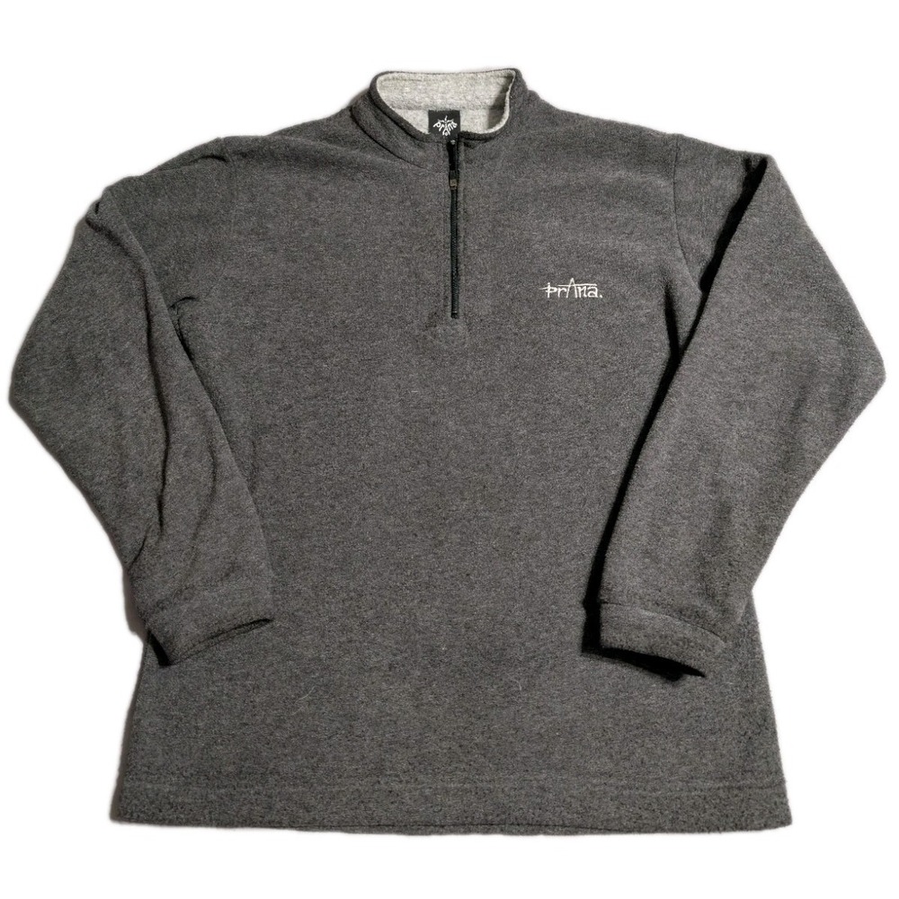 Vintage prAna Quarter Zip Fleece Pullover Mens Small Gray Outdoor Hiking Sweater